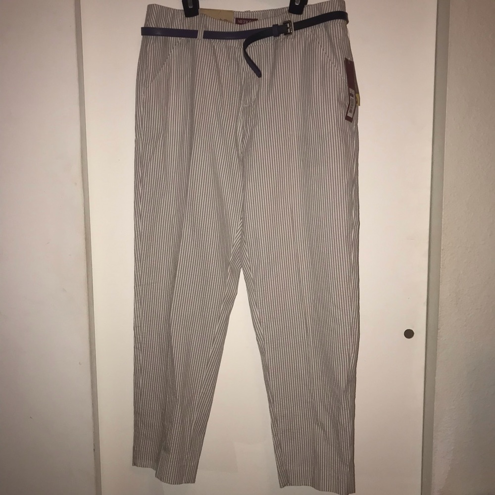 Merona Black & Gray Stripped Pants 8 Women’s NEW